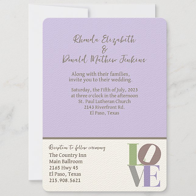 Convite de casamento Modern LOVE (Criador carregado)