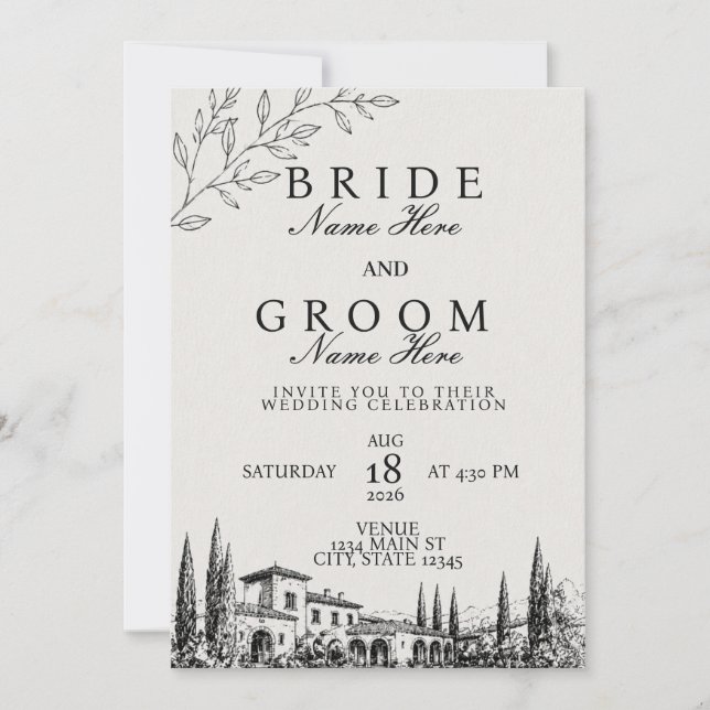Convite de Casamento Moderno (Frente)