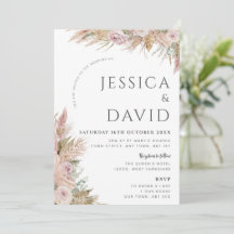 Convite de Casamento Moderno Boho Blush com Grama