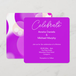 Convite de Casamento Moderno Bolha Magenta e Branc