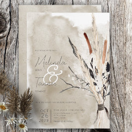 Convite de Casamento Moderno Buquê Boho Rústico