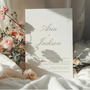 Convite de Casamento Moderno Código QR Caligrafia 