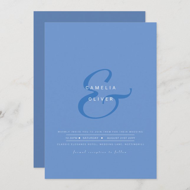 Convite de Casamento Moderno com Ampersand e RSVP  (Frente/Verso)