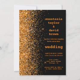 Convite de Casamento Moderno com Brilho Dourado