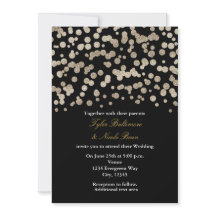 Convite de Casamento Moderno com Brilho Preto e Do
