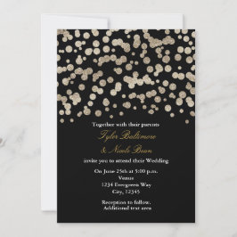 Convite de Casamento Moderno com Brilho Preto e Do