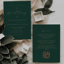 Convite de Casamento Moderno com Código QR Esmeral