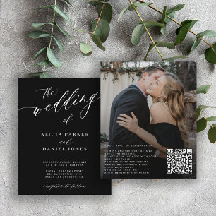 Convite de casamento moderno com código QR orçamen