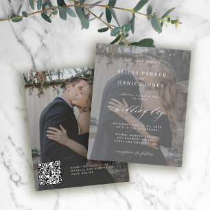 Convite de casamento moderno com código QR orçamen