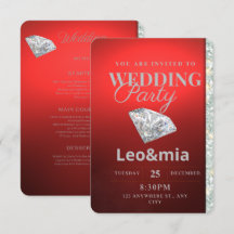 Convite de Casamento Moderno com Diamante Vermelho