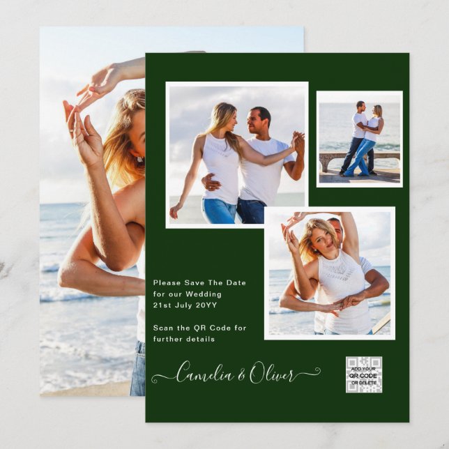 Convite de Casamento Moderno com FOTO Código QR Rs (Frente/Verso)