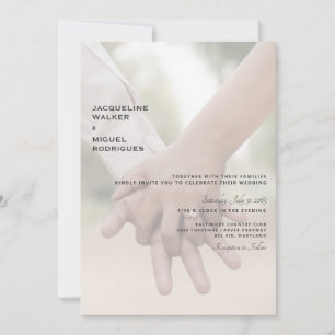 Convite de Casamento Moderno com Foto das Mãos
