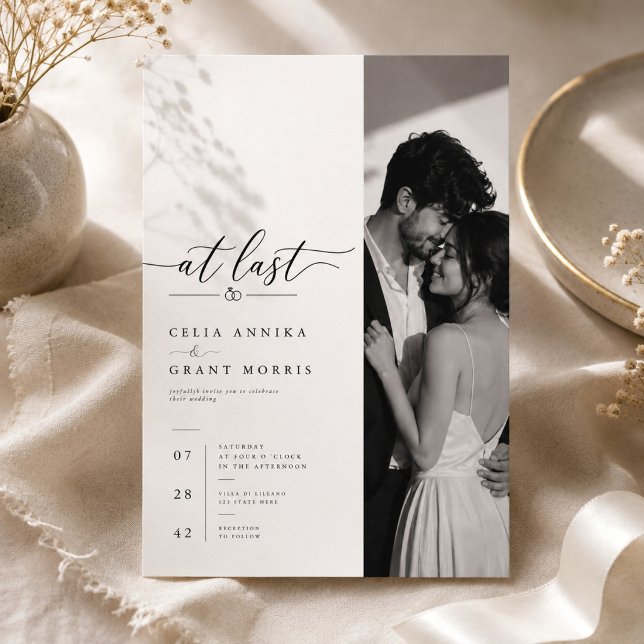 Convite de Casamento Moderno com Foto e Letra At L (Criador carregado)