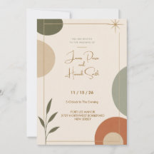 Convite de Casamento Moderno de Meados do Século