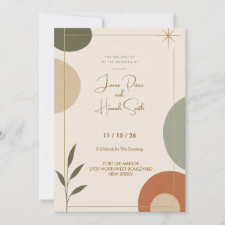 Convite de Casamento Moderno de Meados do Século