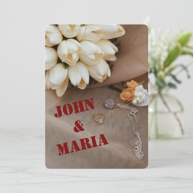 Convite de Casamento Moderno | Design Editável (Em pé/Frente)