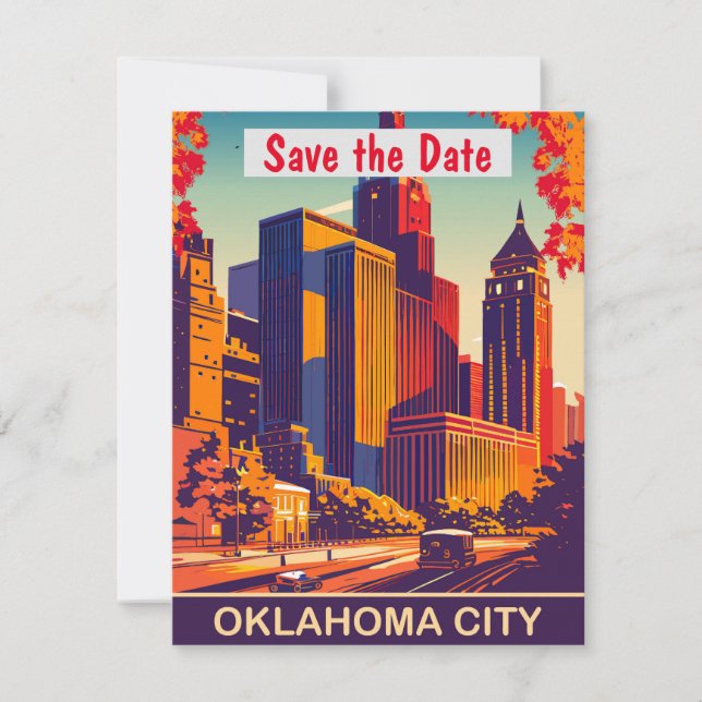 Convite de Casamento Moderno do Horizonte de Oklah (Frente)
