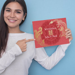 Convite de Casamento Moderno Dragão-Fênix Chinês V