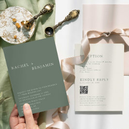 Convite de Casamento Moderno e Elegante em Verde S