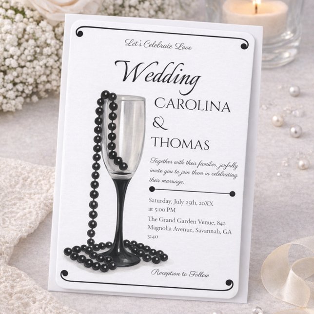 Convite de Casamento Moderno e Elegante Pérola Pre (Criador carregado)