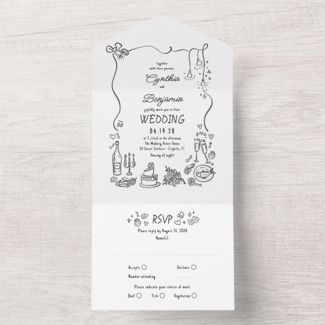 Convite de Casamento Moderno e Excêntrico com Dese (Interno)