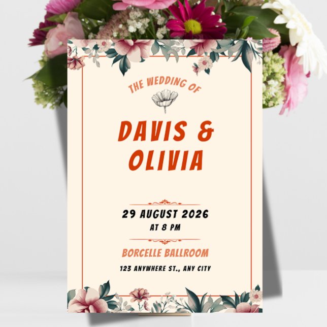 Convite de Casamento Moderno e Ousado - Limpo e El (Modern Bold Wedding Invitation | Elegant Large Typography Design)