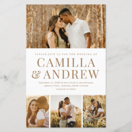 Convite de Casamento Moderno Econômico com 4 Fotos