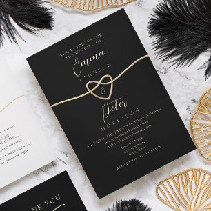 Convite de Casamento Moderno Elegante Dourado Pret