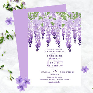 Convite de Casamento Moderno Elegante Floral Wiste