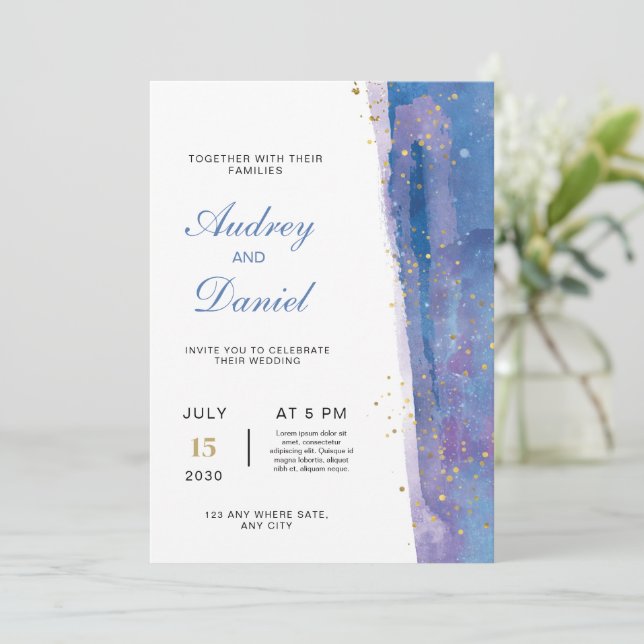 Convite de casamento moderno elegante, Minimalista (Em pé/Frente)