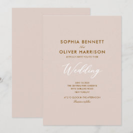 convite de casamento moderno elegante rosa suave