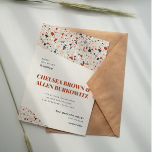 Convite de Casamento Moderno em Laje de Terrazzo