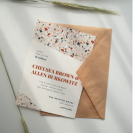 Convite de Casamento Moderno em Placa de Terrazzo