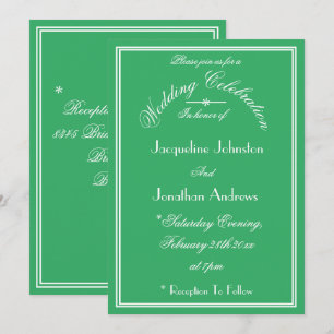 Convite de Casamento Moderno Esmeralda Verde Branc