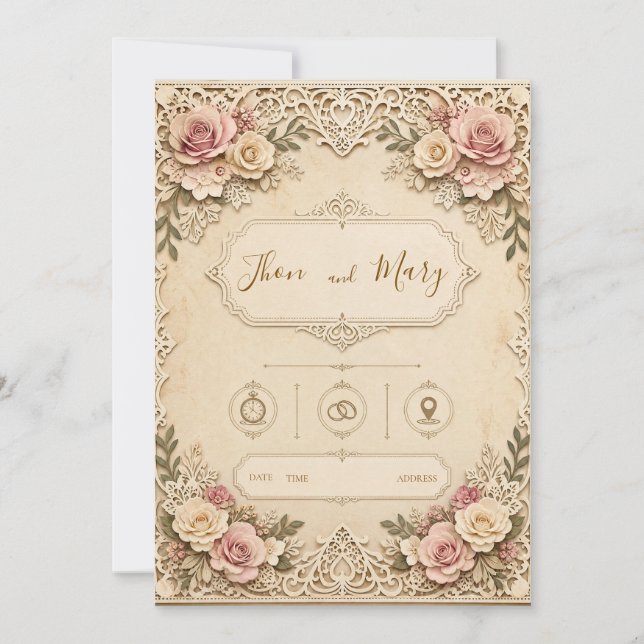 Convite de Casamento Moderno Floral (Frente)