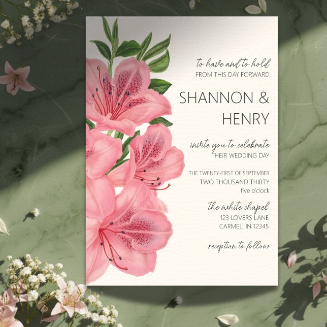 Convite de Casamento Moderno Floral Lírio Rosa (Invite guests to your big day with this Pink Lily Floral Modern Wedding Invitation! )