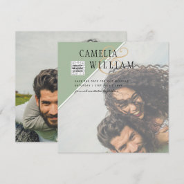 Convite de Casamento Moderno FOTO com QR CODE Rsvp