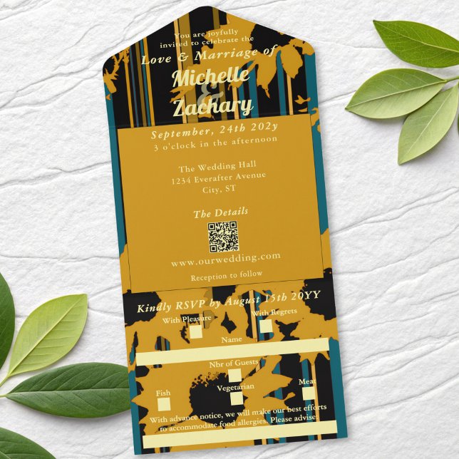 Convite de Casamento Moderno Girassol Azul Teal Do (Criador carregado)