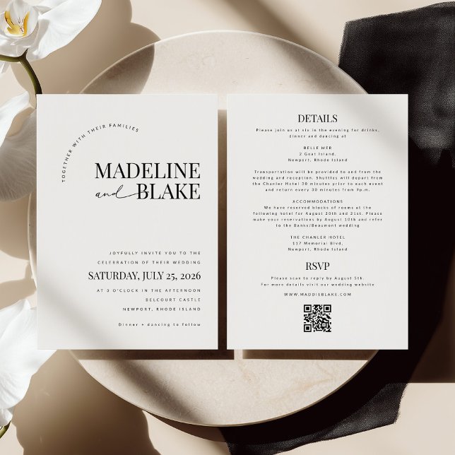 Convite de Casamento Moderno MADDIE RSVP + Detalhe (Criador carregado)