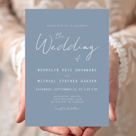 Convite de Casamento Moderno Minimalista em Azul E