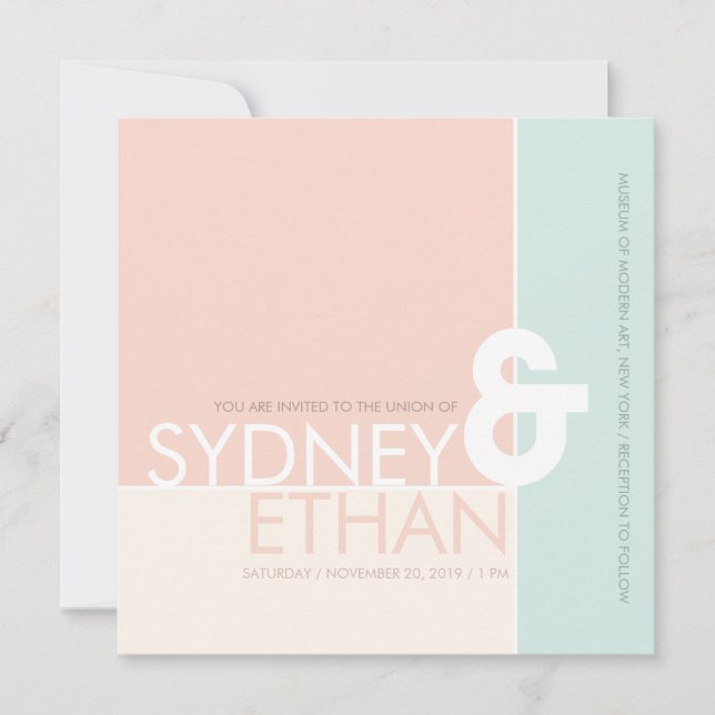 Convite de casamento Moderno Minimalista Simples M (Frente)