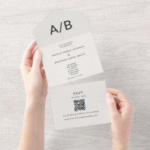 Convite de Casamento Moderno Mínimo QR Tudo-em-Um