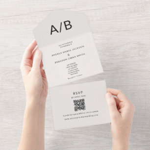 Convite de Casamento Moderno Mínimo QR Tudo-em-Um