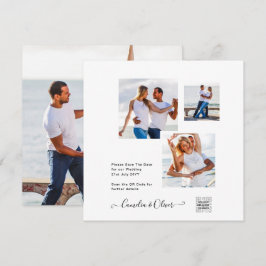 Convite de Casamento Moderno Preto e Branco com QR