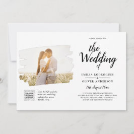 Convite de Casamento Moderno Preto e Branco COM QR