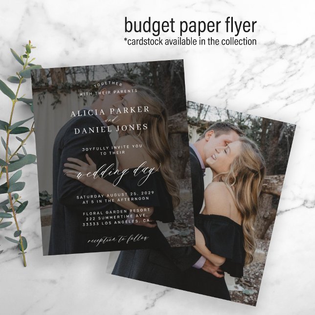 Convite de casamento moderno preto flyer fotográfi (Criador carregado)