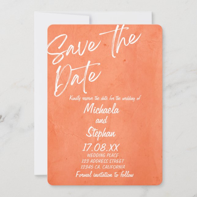 Convite de Casamento Moderno Rosa e Laranja Pôr do (Frente)