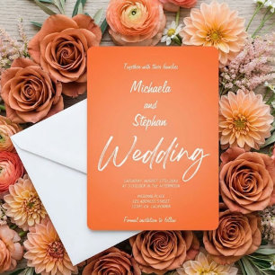 Convite de Casamento Moderno Rosa e Laranja Pôr do