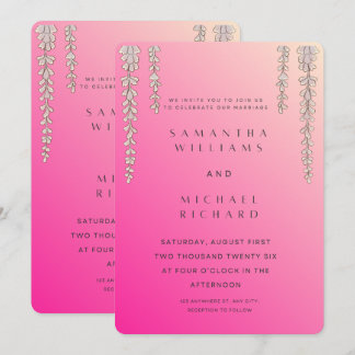 Convite de Casamento Moderno Rosa Ombre Wisteria -