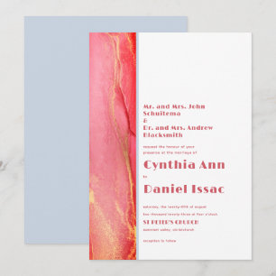 Convite de Casamento Moderno Rosa Pastel Azul
